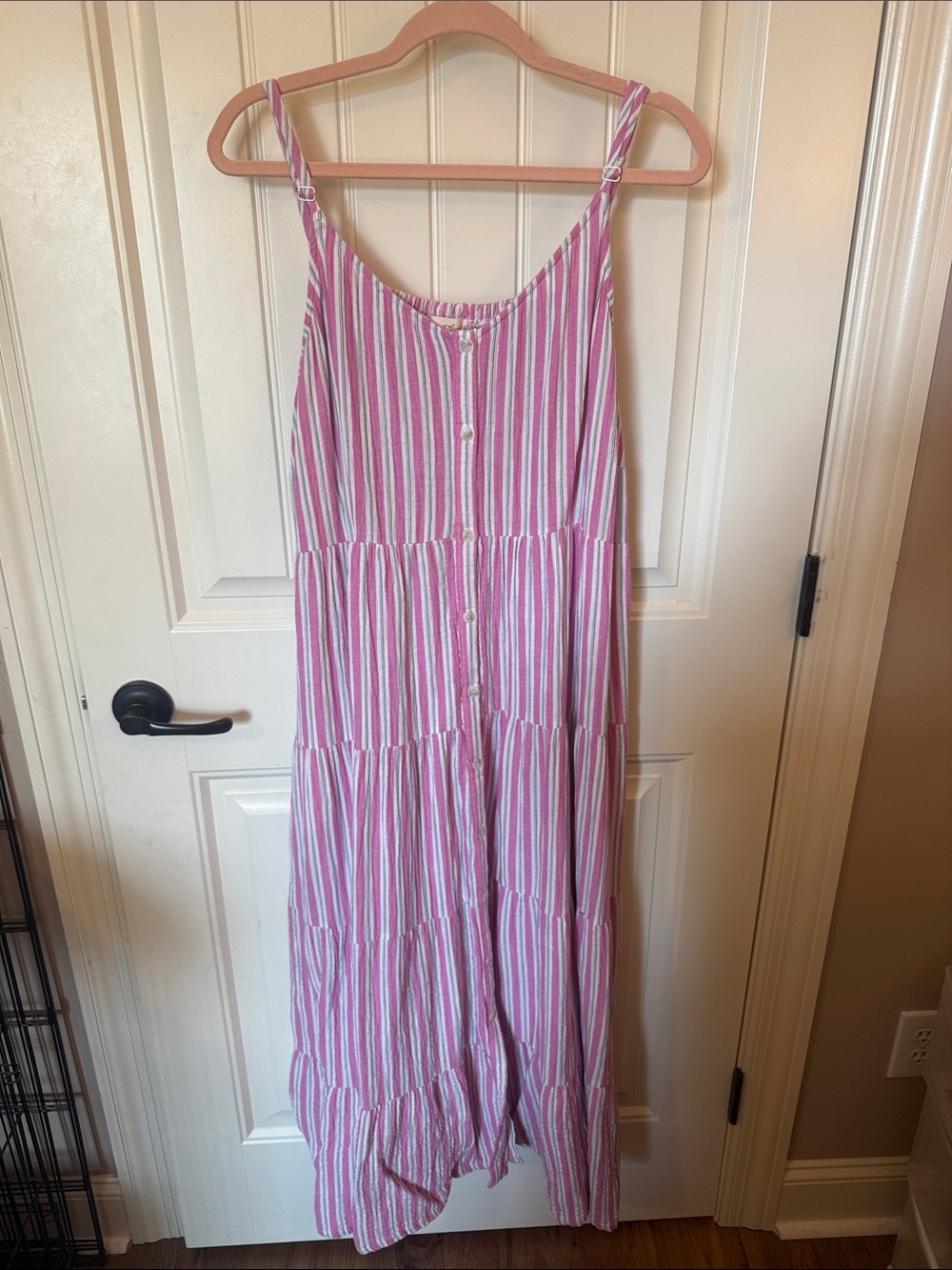 Universal Thread Pink and White Striped Button-Front Dress